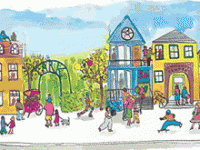 Community center in water colors