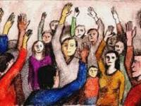 Painting of participants in a popular assembly