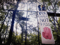 This picture is from a protest against tar sand extraction.