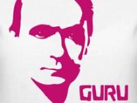 T shirt design motive of Rudolf Steiner reading "Guru"