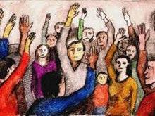 Painting of participants in a popular assembly