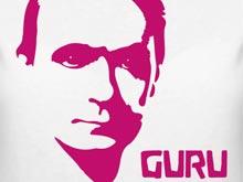 T shirt design motive of Rudolf Steiner reading "Guru"